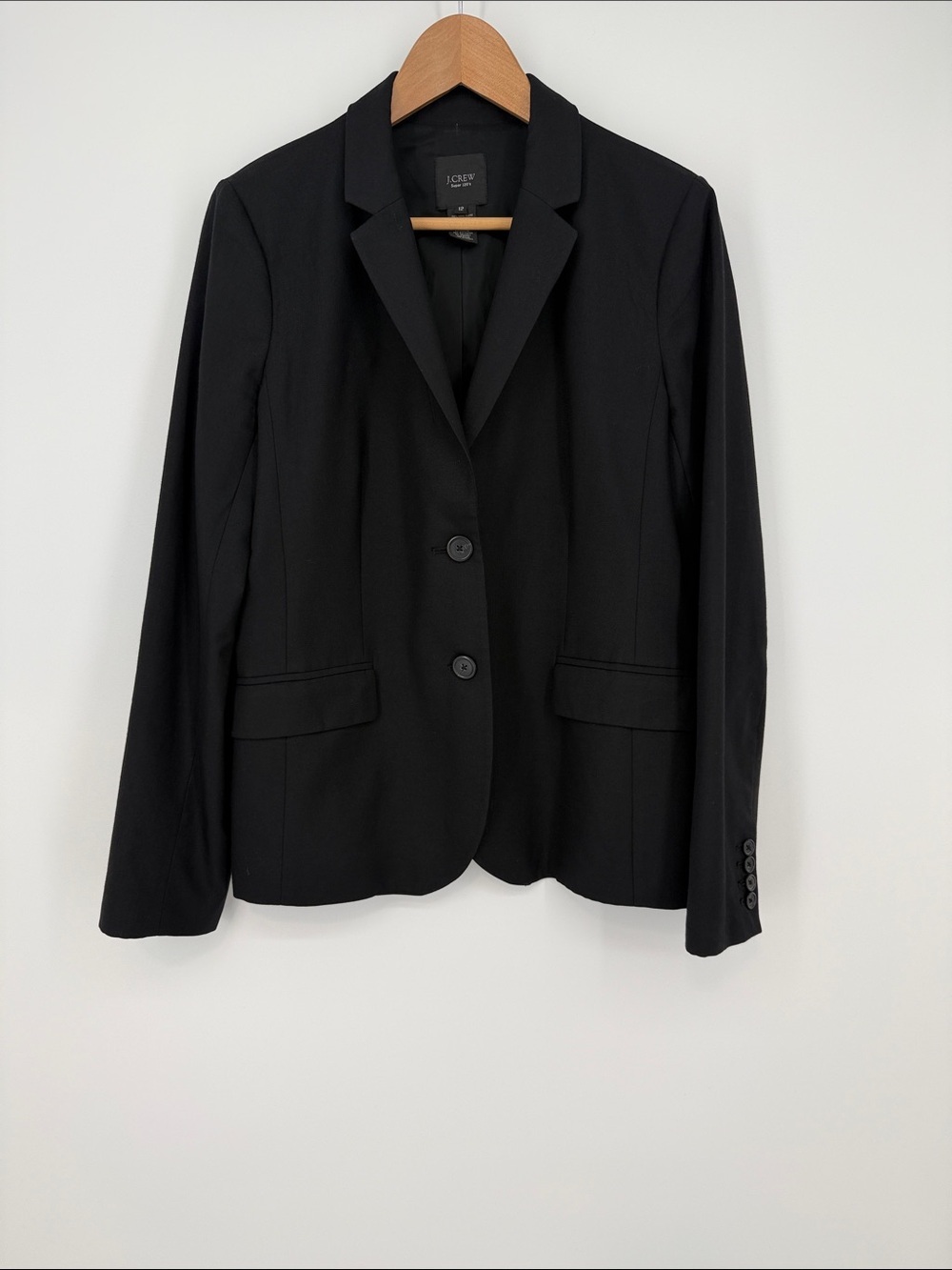 J. Crew Black Women's Blazer - Two-Button Notch Lapel Size 12